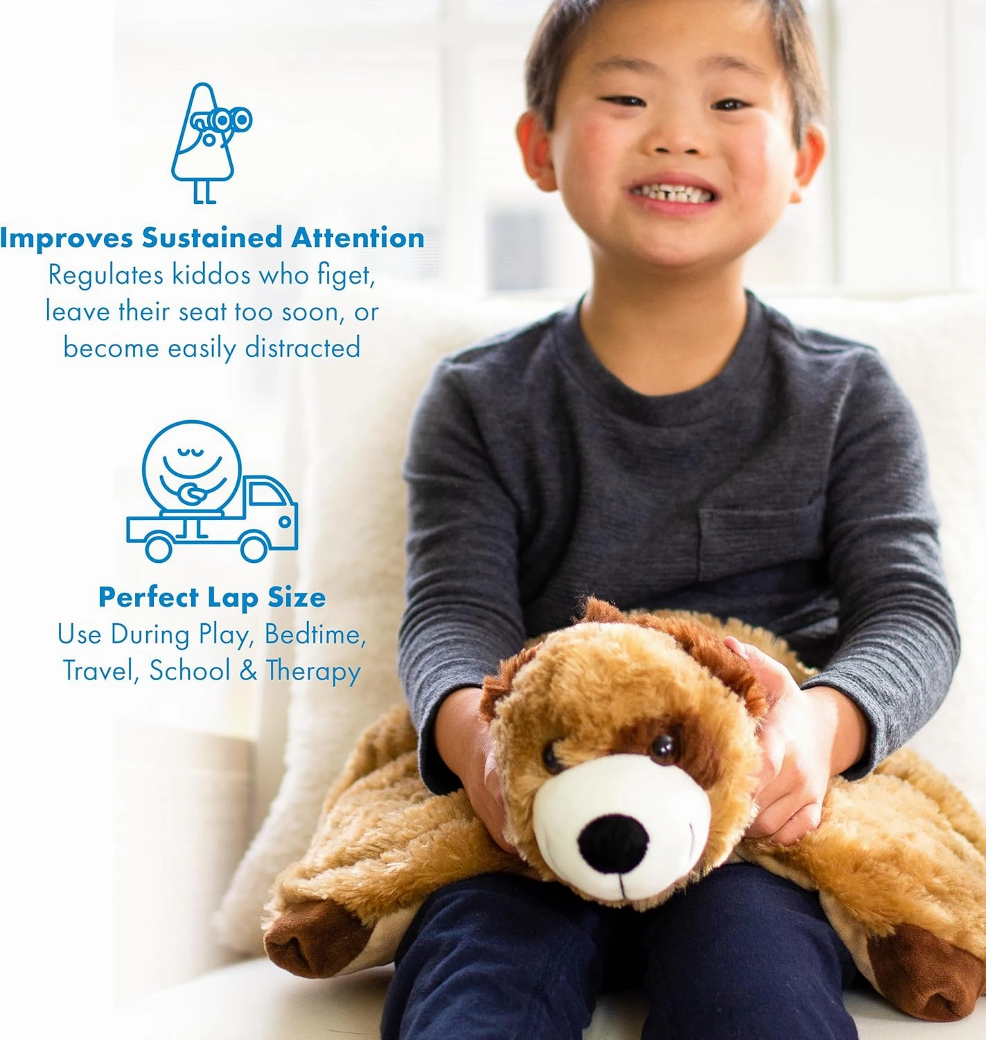 Harkla Weighted Lap Animal for Kids (5lbs) - Includes Dog Cover and Inside Weight - Weighted Stuffed Animals Help with ASD & SPD