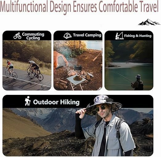 Hat with Fans Solar Power, Solar Fan Hat, 2 Solar Fan Sun Bucket Hat for Men Women UPF 50  Bucket Fishing & Beach