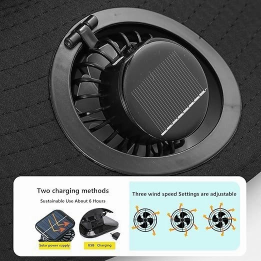 Hat with Fans Solar Power, Solar Fan Hat, 2 Solar Fan Sun Bucket Hat for Men Women UPF 50  Bucket Fishing & Beach