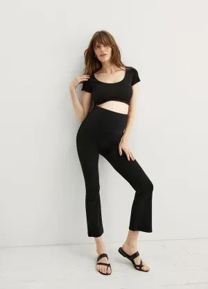 HATCH The Ultimate Before, During & After Crop Flare Maternity Work Pants, Pregnancy Leggings for Women Black