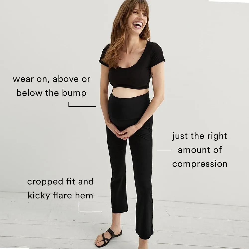 HATCH The Ultimate Before, During & After Crop Flare Maternity Work Pants, Pregnancy Leggings for Women Black