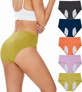 HATSURE Period Underwear for Women Leak Proof Cotton Overnight Menstrual Panties Briefs (Multipack)