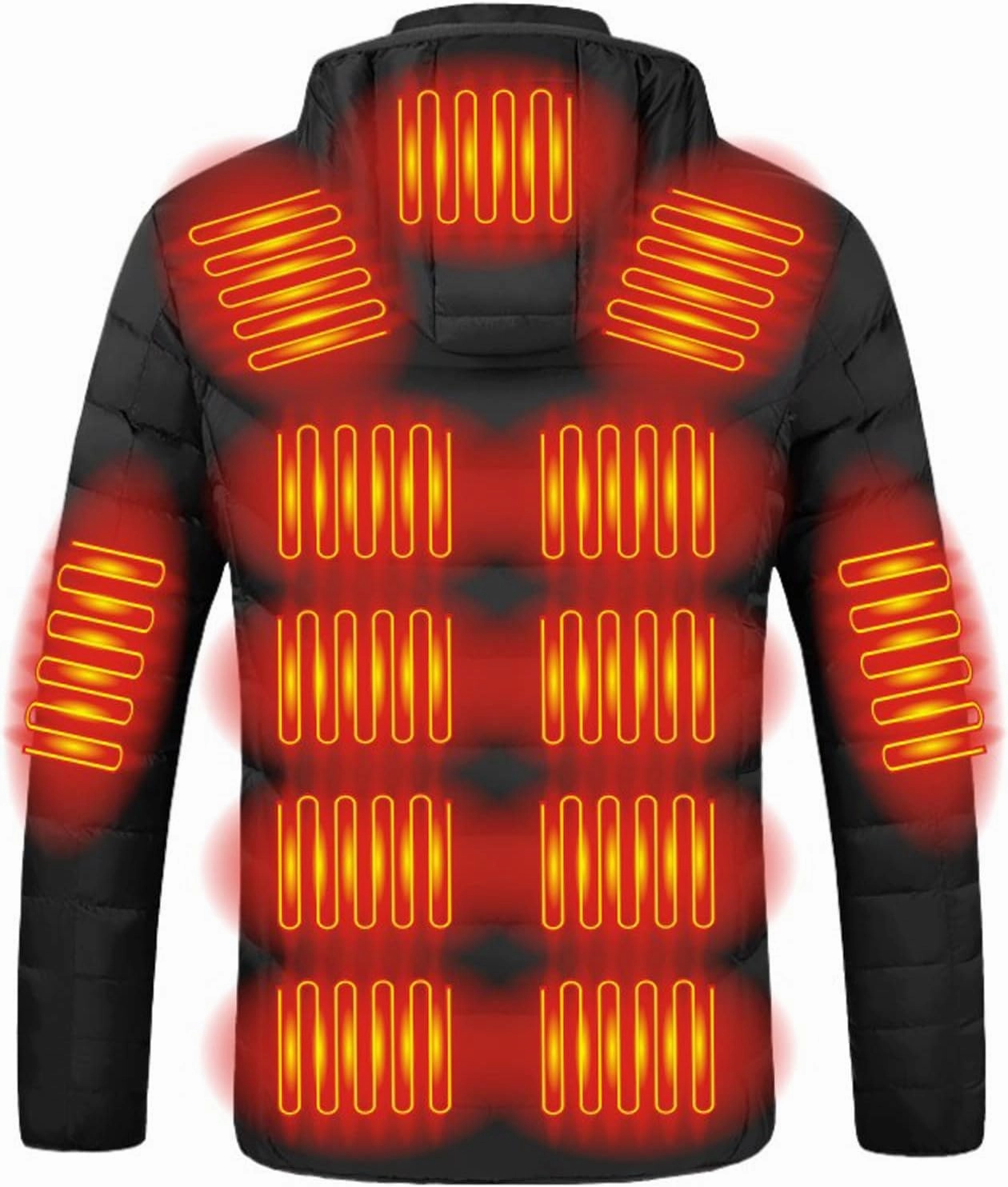 Heated Jackets for Men with Hood Windproof Winter Puffer Jackets Thermal Warm Heated Coat with 19 Heating Zones