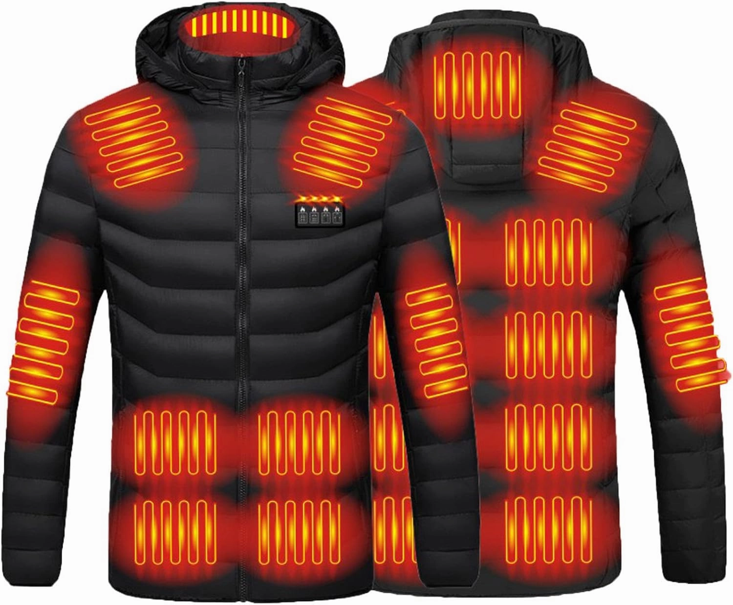 Heated Jackets for Men with Hood Windproof Winter Puffer Jackets Thermal Warm Heated Coat with 19 Heating Zones