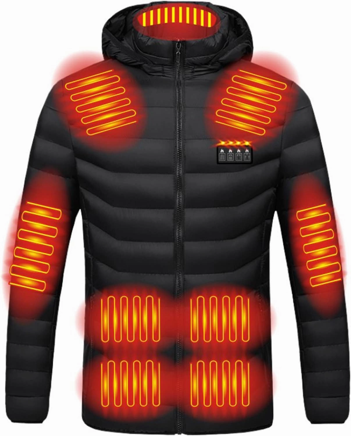 Heated Jackets for Men with Hood Windproof Winter Puffer Jackets Thermal Warm Heated Coat with 19 Heating Zones