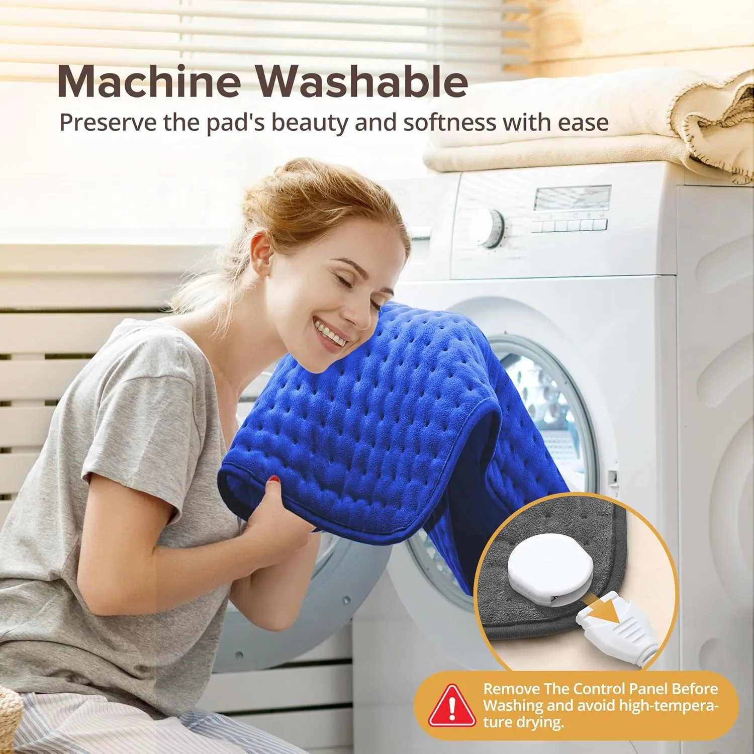 Heating Pad for Back Pain Relief, 33'' x 17'' XXXL Electric Heating Pad for Neck and Shoulder Cramps with 6 InstaHeat Settings, Auto Off, Moist Dry Heat Therapy, Machine Washable