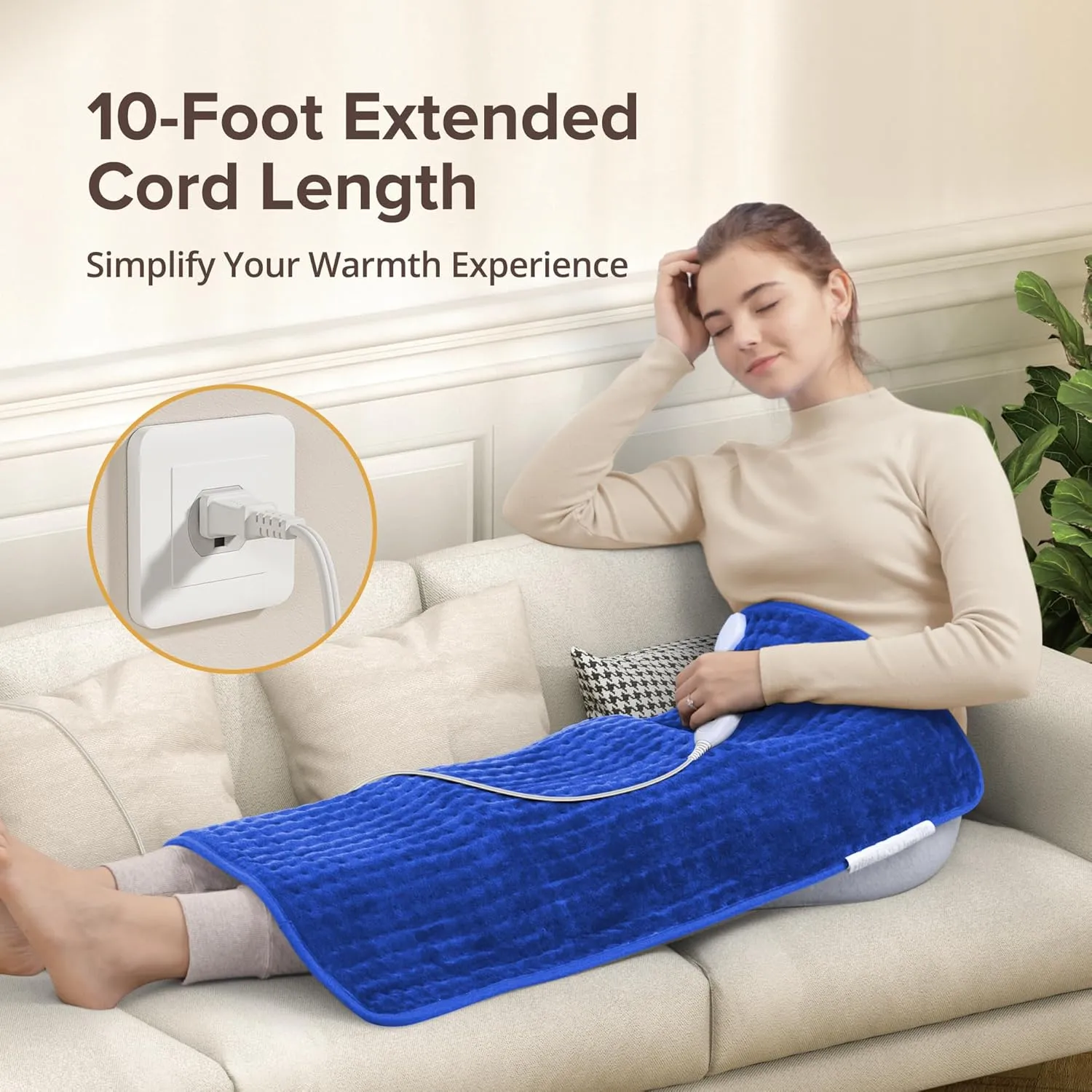 Heating Pad for Back Pain Relief, 33'' x 17'' XXXL Electric Heating Pad for Neck and Shoulder Cramps with 6 InstaHeat Settings, Auto Off, Moist Dry Heat Therapy, Machine Washable