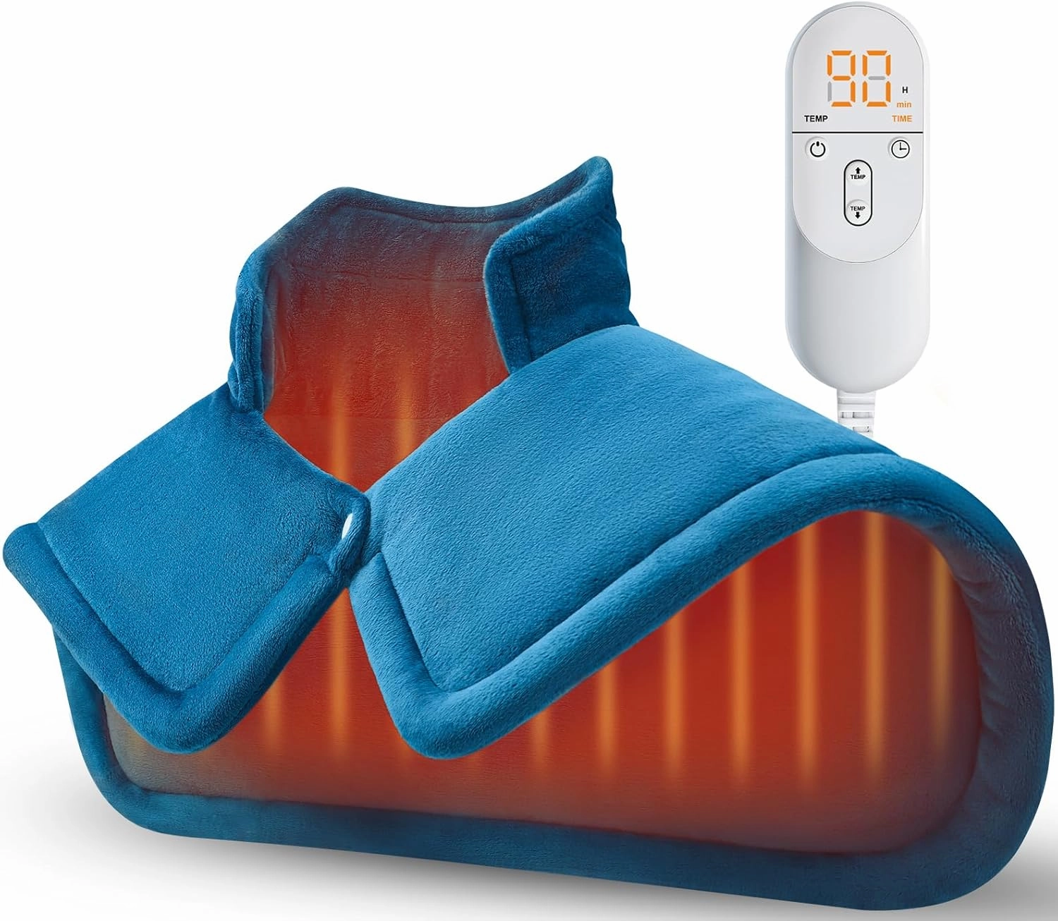Heating Pad for Neck and Shoulder, Fathers Day Dad Gifts from Daughter Wife, Electric Weighted Heat Pad for Back Pain Relief, Anniversary Christmas Gifts for Men Women Mom Him Her, Blue