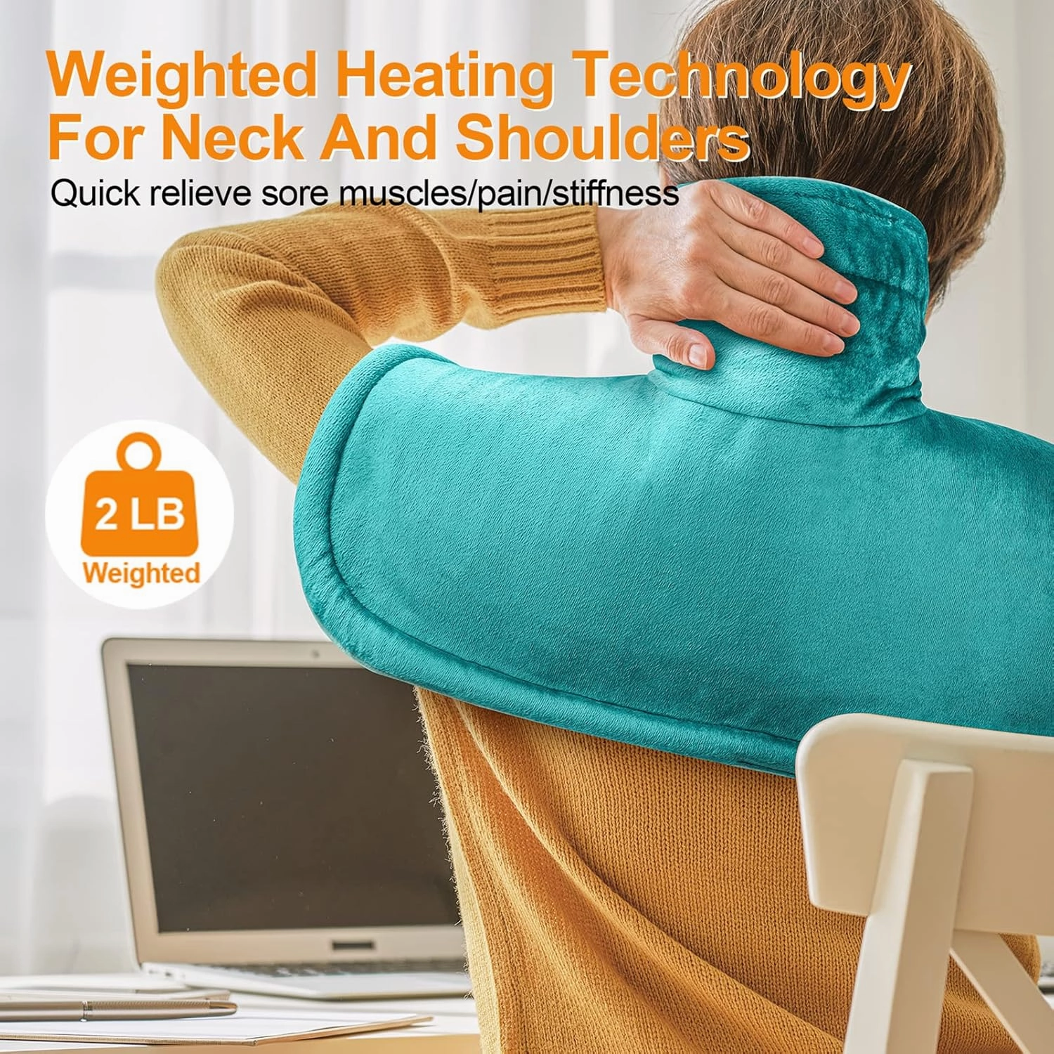 Heating Pad for Neck and Shoulders and Back, Birthday Gifts for Women Mom Her Grandma, Mothers Day Gifts for Mom Wife, Weighted Neck and Shoulder Heating Pads, 6 Heat Settings 4 Auto-Off,17"x23" Blue