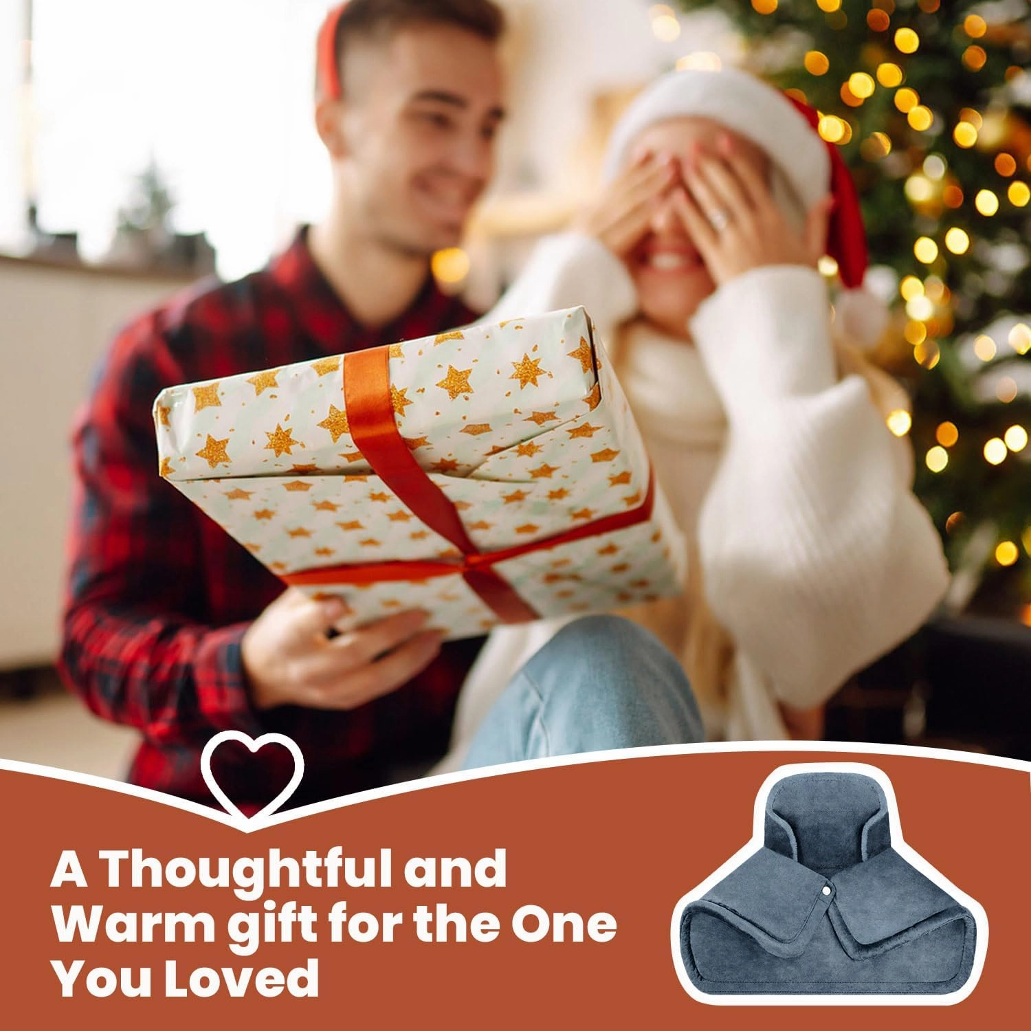 Heating Pad for Neck and Shoulders and Back, Electric Weighted Heat Pad for Pain Relief, 6 Heat Settings & Auto Shut Off Heated Wrap, Machine Washable Ultra Soft Fabric, Gifts for Women, Men, Mom, Dad
