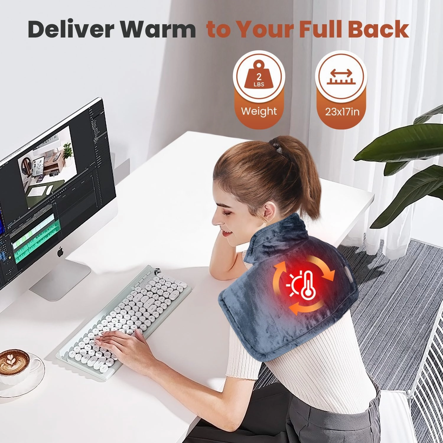 Heating Pad for Neck and Shoulders and Back, Electric Weighted Heat Pad for Pain Relief, 6 Heat Settings & Auto Shut Off Heated Wrap, Machine Washable Ultra Soft Fabric, Gifts for Women, Men, Mom, Dad