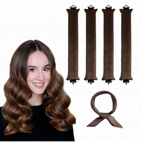 Heatless Hair Curler for Effortless Overnight Curls – 4 PCS No Heat, No Damage Curler Rods | Luxurious Velvet Curling Rods with Scarf | Comfortable Sleep-in Hair Rollers for Long & Short Hair