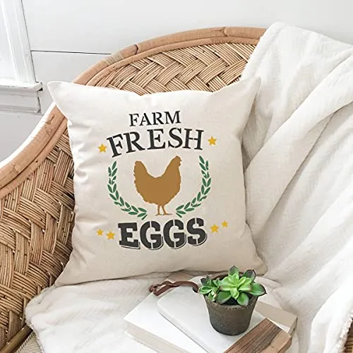 Hen Chicken Farmhouse Stencils, 4 Pcs Farm Eggs Hen Chicken Farmhouse Rustic Farmhouse Reusable Stencil for Painting on Wood Fabric Wall Furniture