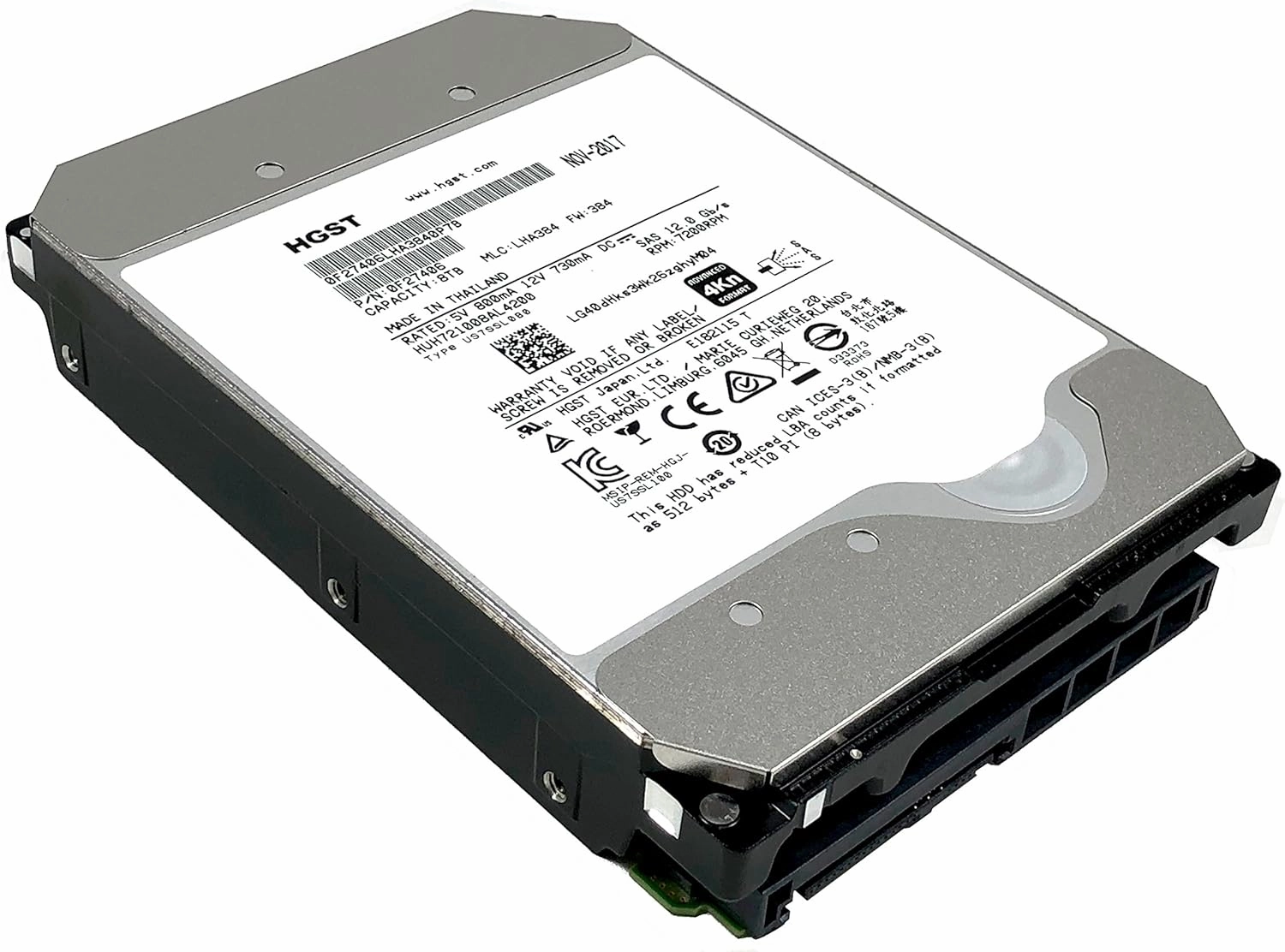 HGST Ultrastar He10 | HUH721008AL4200 | 0F27406 | 8TB 7200 RPM 256MB Cache SAS 12Gb/s 3.5" Inch | 4Kn | Instant Secure Erase | Helium Platform Enterprise Hard Disk Drives