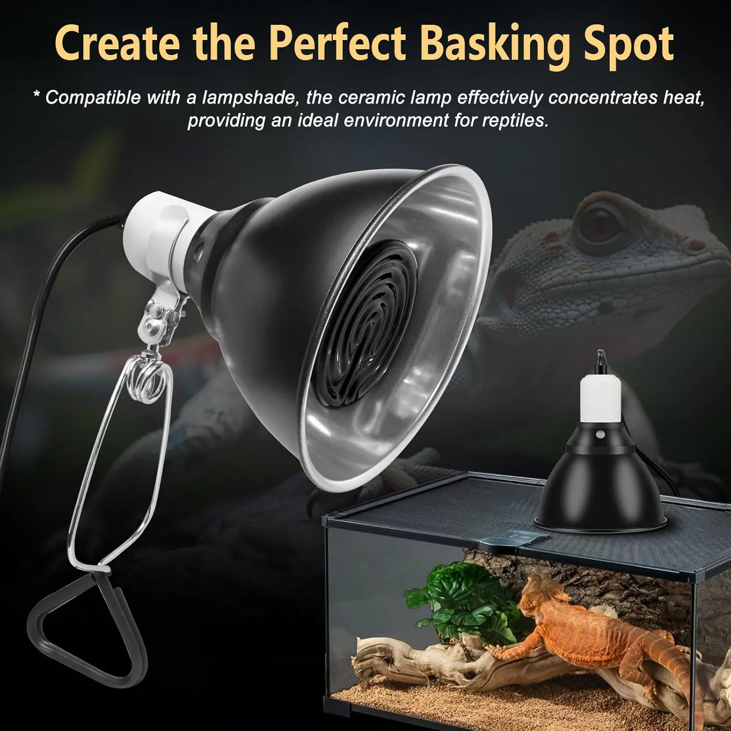 High Efficiency 150W Ceramic Heat Bulbs, Pack of 3 Black Ceramic Heat Emitters for Reptiles Bearded Dragon, Lizards, Geckos & Small Pets Basking