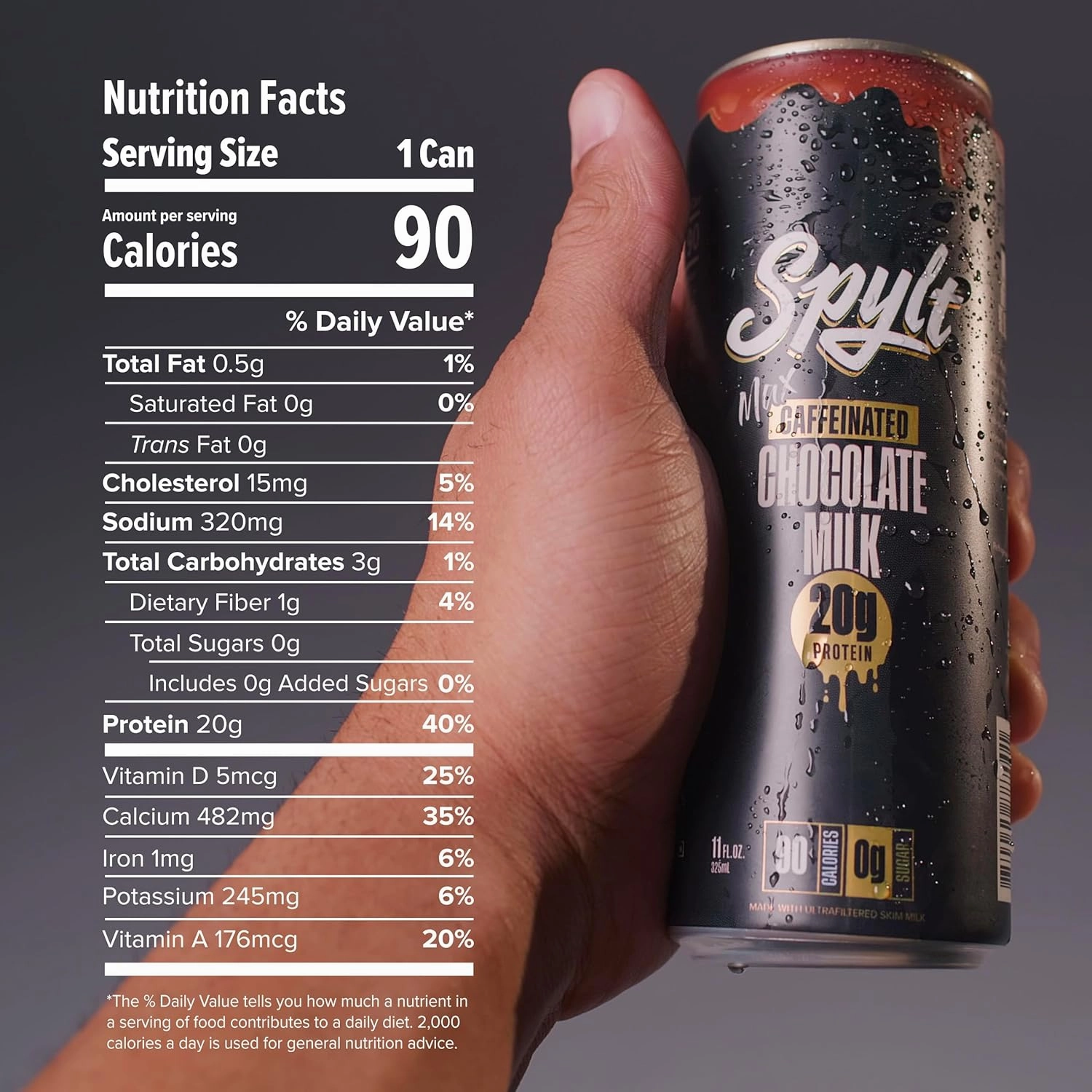 High Protein Max Chocolate Milk with 140mg Caffeine & 20g Protein - 90 Calories, Ready to Drink, Sugar Free, Lactose Free Milk, Perfect for Workout Recovery & Afternoon Pick Me Up - 12 Count