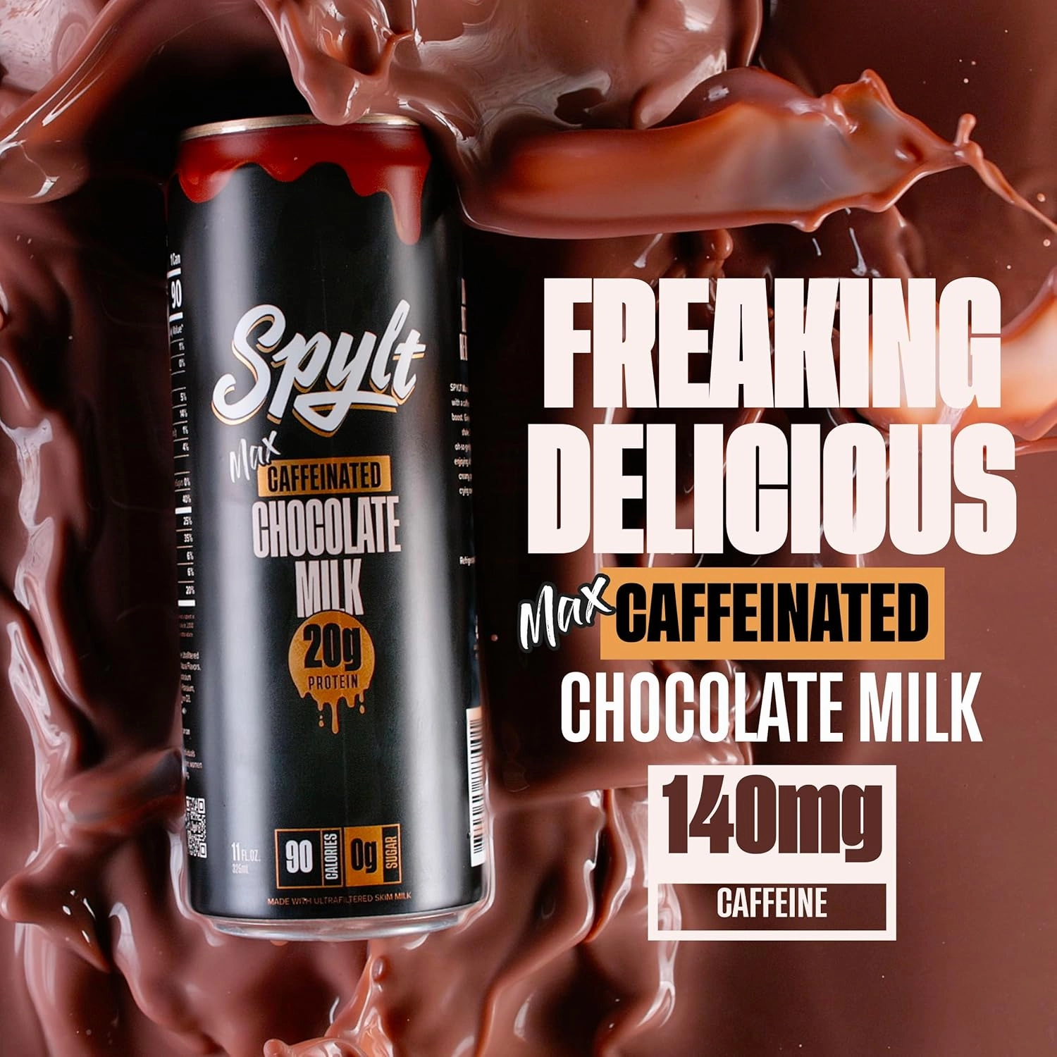 High Protein Max Chocolate Milk with 140mg Caffeine & 20g Protein - 90 Calories, Ready to Drink, Sugar Free, Lactose Free Milk, Perfect for Workout Recovery & Afternoon Pick Me Up - 12 Count