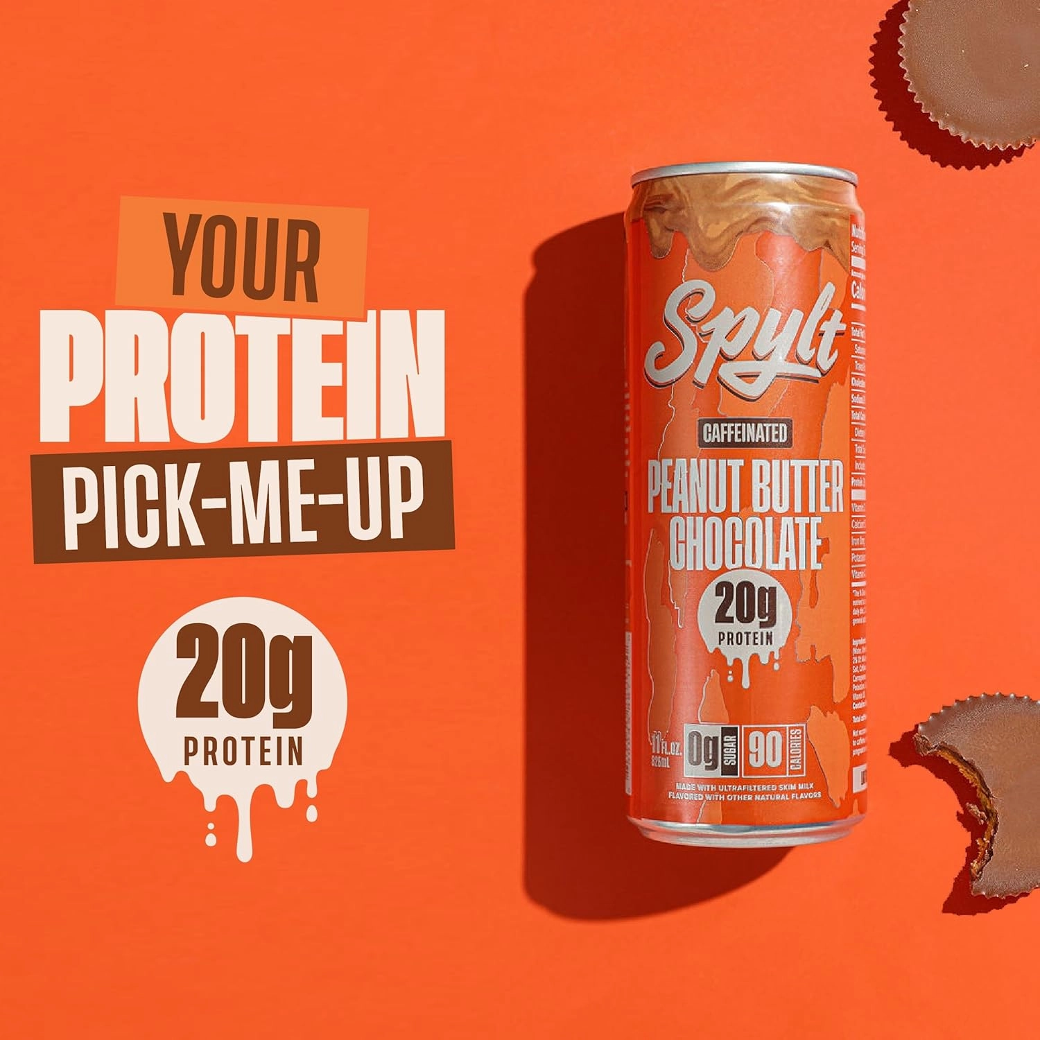 High Protein Peanut Butter Chocolate Milk with 60mg Caffeine & 20g Protein - 90 Calories, Ready to Drink, Sugar Free, Lactose Free Milk, Perfect for Workout Recovery & Afternoon Pick Me Up - 12 Count