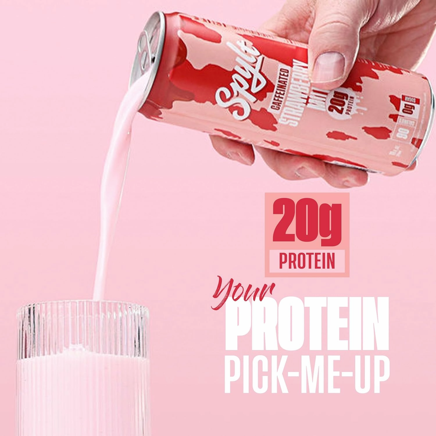 High Protein Strawberry Milk with 60mg Caffeine & 20g Protein - 90 Calories, Ready to Drink, Sugar Free, Lactose Free Milk, Perfect for Workout Recovery & Afternoon Pick Me Up - 12 Count