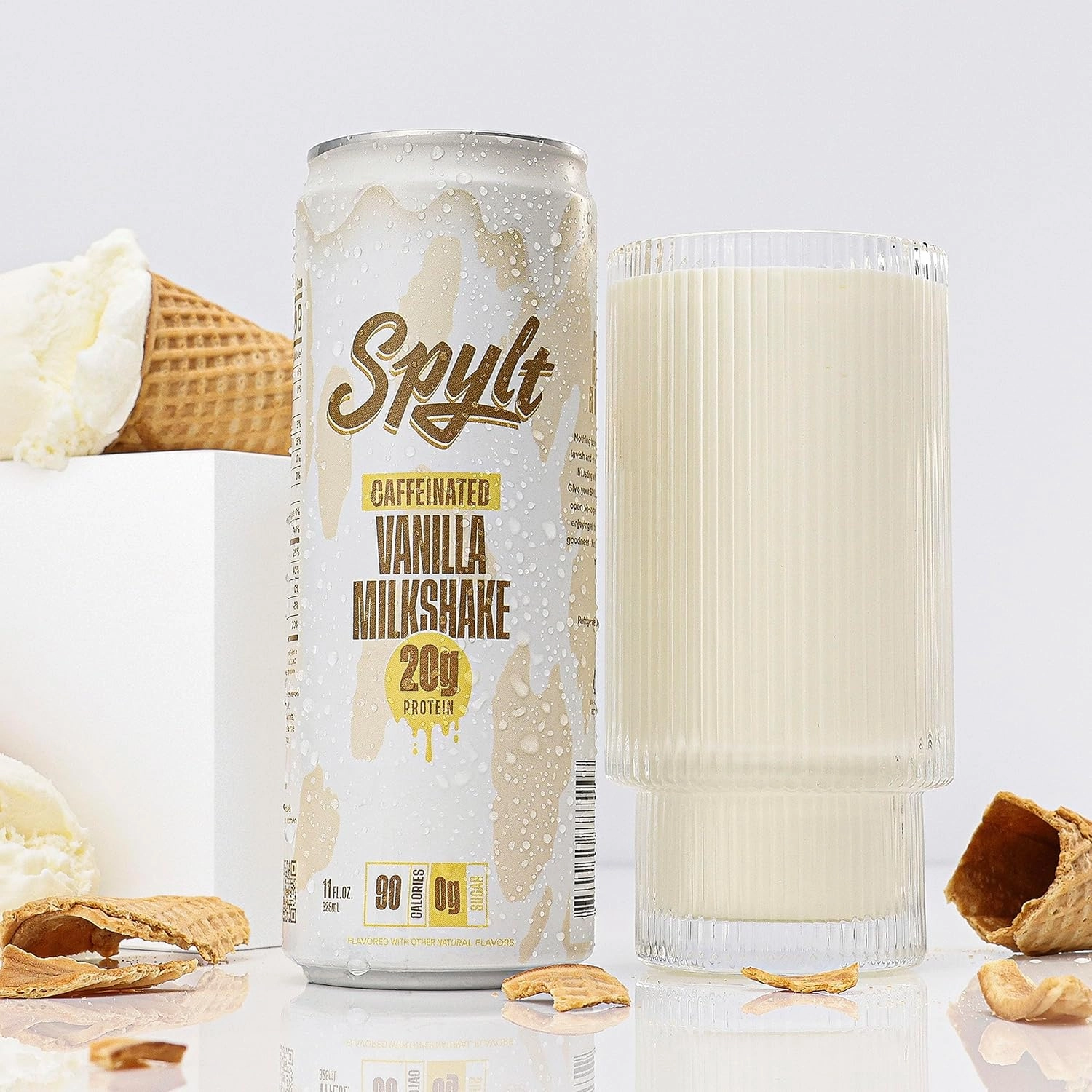 High Protein Vanilla Milkshake with 60mg Caffeine & 20g Protein - 90 Calories, Ready to Drink, Sugar Free, Lactose Free Milk, Perfect for Workout Recovery & Afternoon Pick Me Up - 12 Count