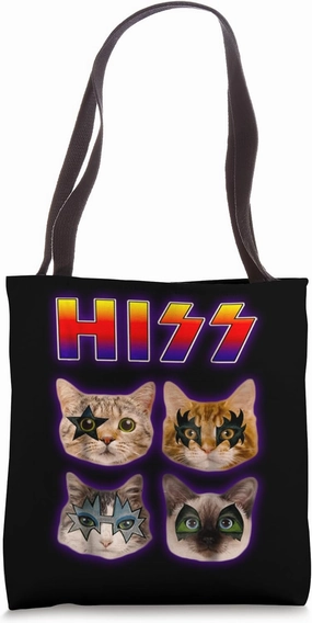 Hiss Funny Cats Kittens Rock Rockin Tote Bag