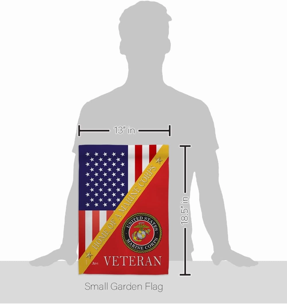Home of Marine Corps Garden Flag - Armed Forces USMC Semper Fi United State American Military Veteran Retire - House Decoration Banner Small Yard Gift Double-Sided Made In USA 13 X 18.5, Thick Fabric