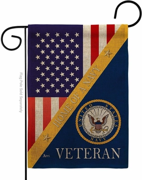 Home of Navy Burlap Garden Flag - Armed Forces USN Seabee United State American Military Veteran Retire Official - House Decoration Banner Small Yard Gift Double-Sided Made in USA 13 X 18.5