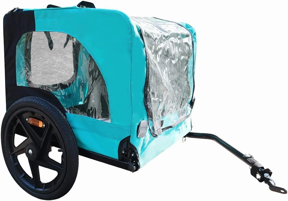 HomVent Dog Bike Trailer - Folding Pet Carrier Wagon with 16 Inch Wheels for Small and Large Dogs