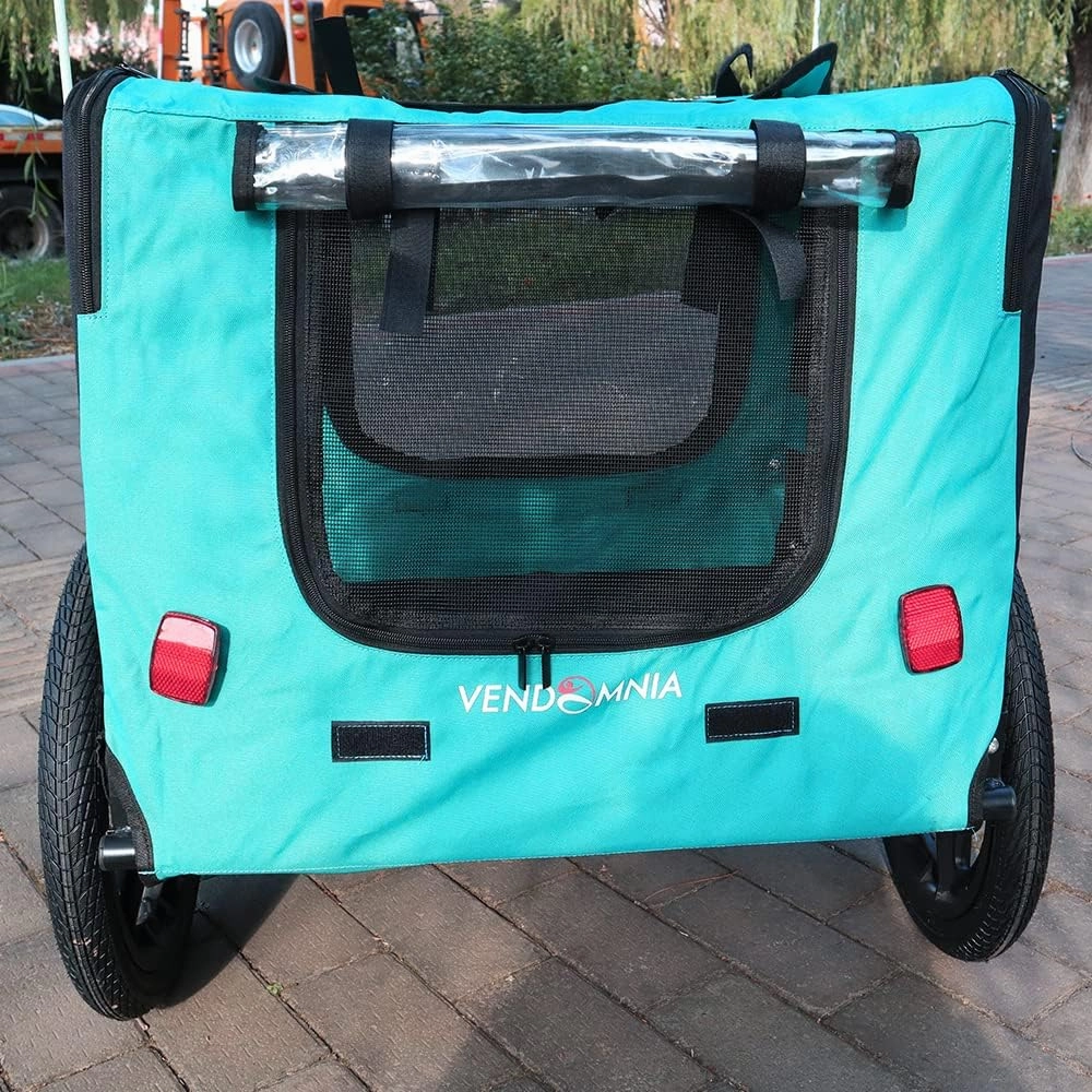 HomVent Dog Bike Trailer - Folding Pet Carrier Wagon with 16 Inch Wheels for Small and Large Dogs