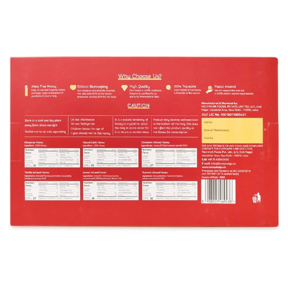 Honey Twigs Honey Sticks Gift Box - 36 Single Serve Natural Honey Straws - 8.47 oz per pack (8g per stick) | 100% Pure, Pocket-friendly Travel Pack
