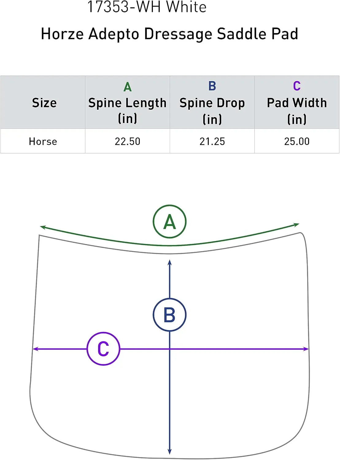 HORZE Adepto Quilted Quick-Dry Dressage Saddle Pad for Horses with Two-Tone Trim