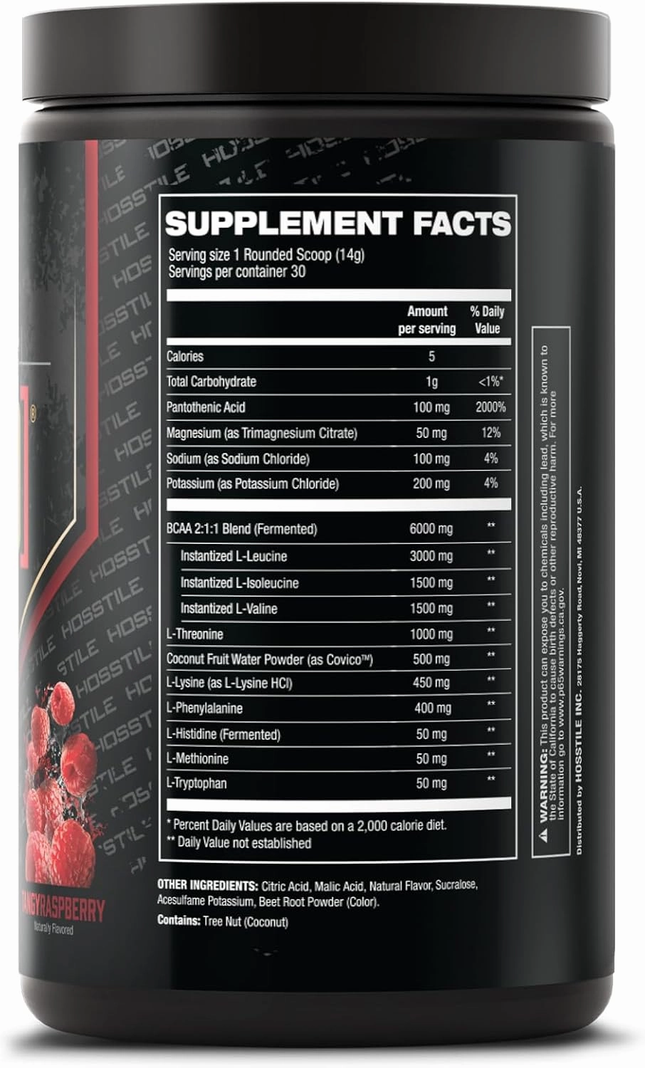 HOSSTILE SILO[9] Essential Amino Acids, EAA & BCAA Powder, Electrolyte Hydration Support, Enhance Muscle Recovery, Build Lean Muscle, Pre or Post Workout Drink, Tangy Raspberry, 30 Servings