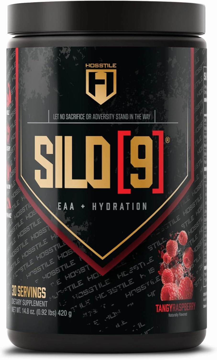 HOSSTILE SILO[9] Essential Amino Acids, EAA & BCAA Powder, Electrolyte Hydration Support, Enhance Muscle Recovery, Build Lean Muscle, Pre or Post Workout Drink, Tangy Raspberry, 30 Servings