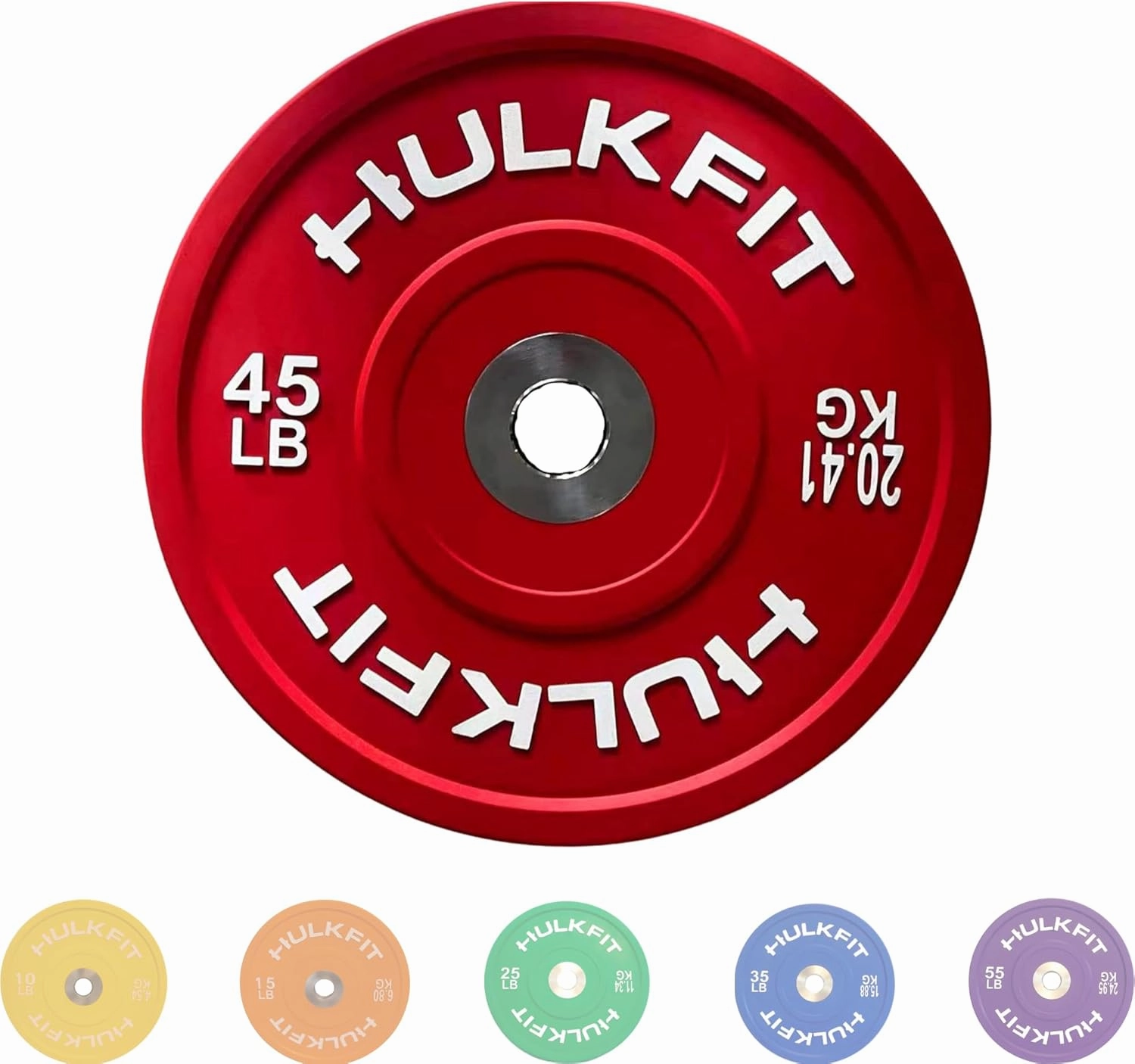 HulkFit 2-inch Sport Series Olympic Weight Plates Bumper Plates for Barbell Weightlifting Strength Training with Shock Absorbing Low Bounce Technology - Black & Multicolor