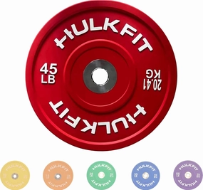 HulkFit 2-inch Sport Series Olympic Weight Plates Bumper Plates for Barbell Weightlifting Strength Training with Shock Absorbing Low Bounce Technology - Black & Multicolor