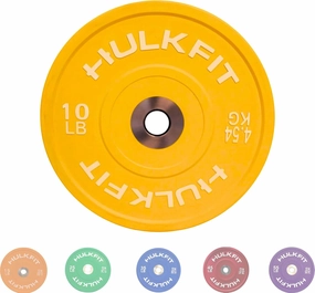 HulkFit 2-inch Sport Series Olympic Weight Plates Bumper Plates for Barbell Weightlifting Strength Training with Shock Absorbing Low Bounce Technology - Black & Multicolor