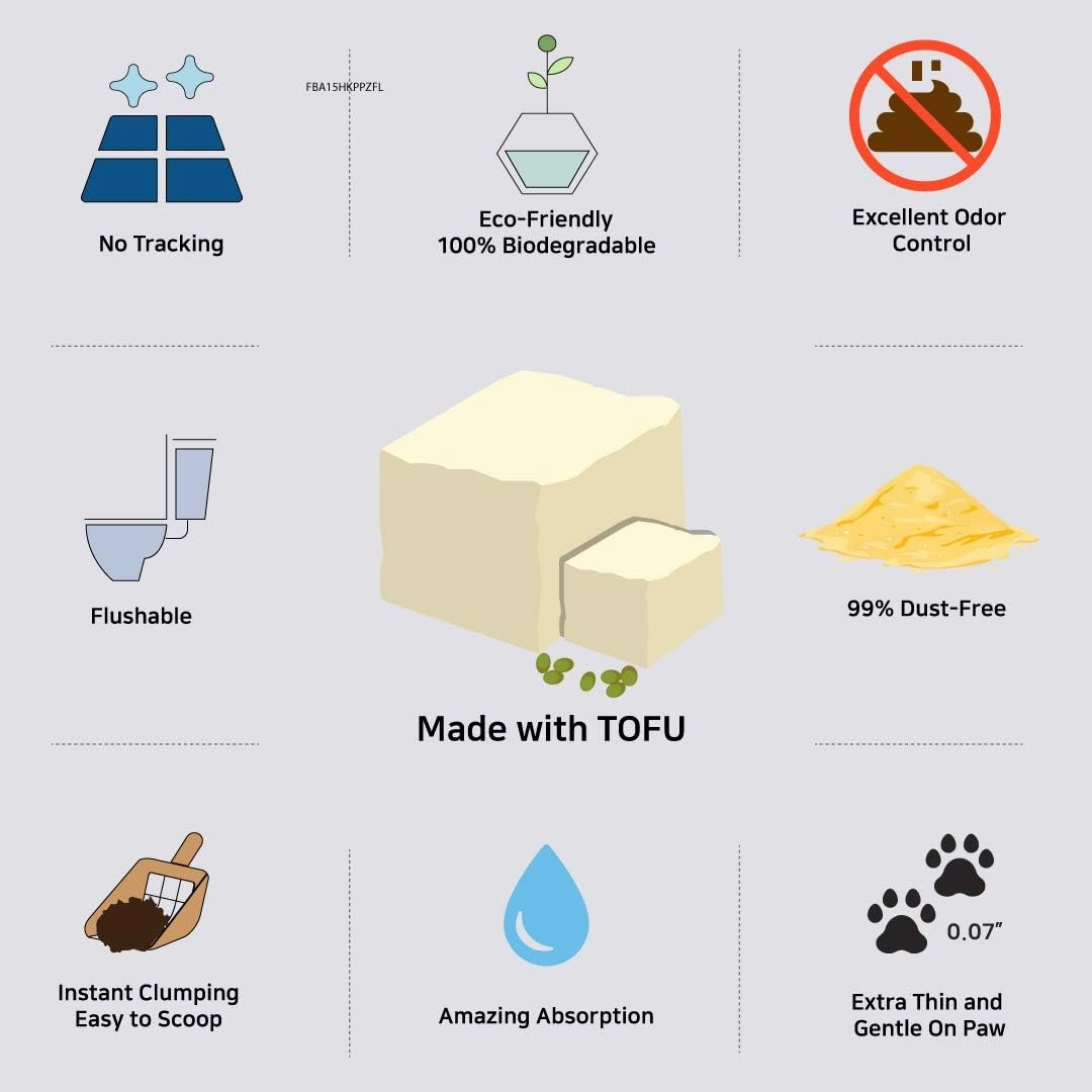 I AM TOFU - Tofu Cat Litter, Natural, Flushable, Dust Free, Extra Clumping Pellet Litter (10 LBS, Original)
