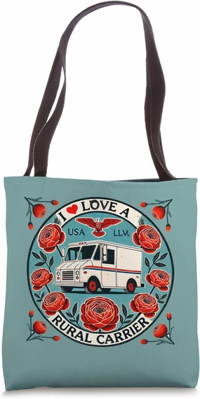 I love A Rural Carrier Postal Worker Artwork Mail Carrier Tote Bag