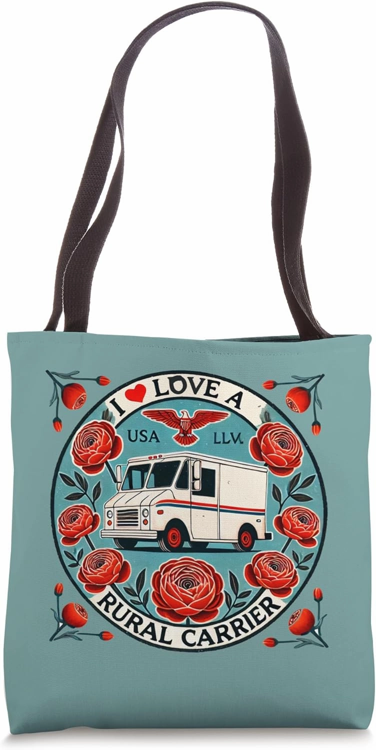 I love A Rural Carrier Postal Worker Artwork Mail Carrier Tote Bag