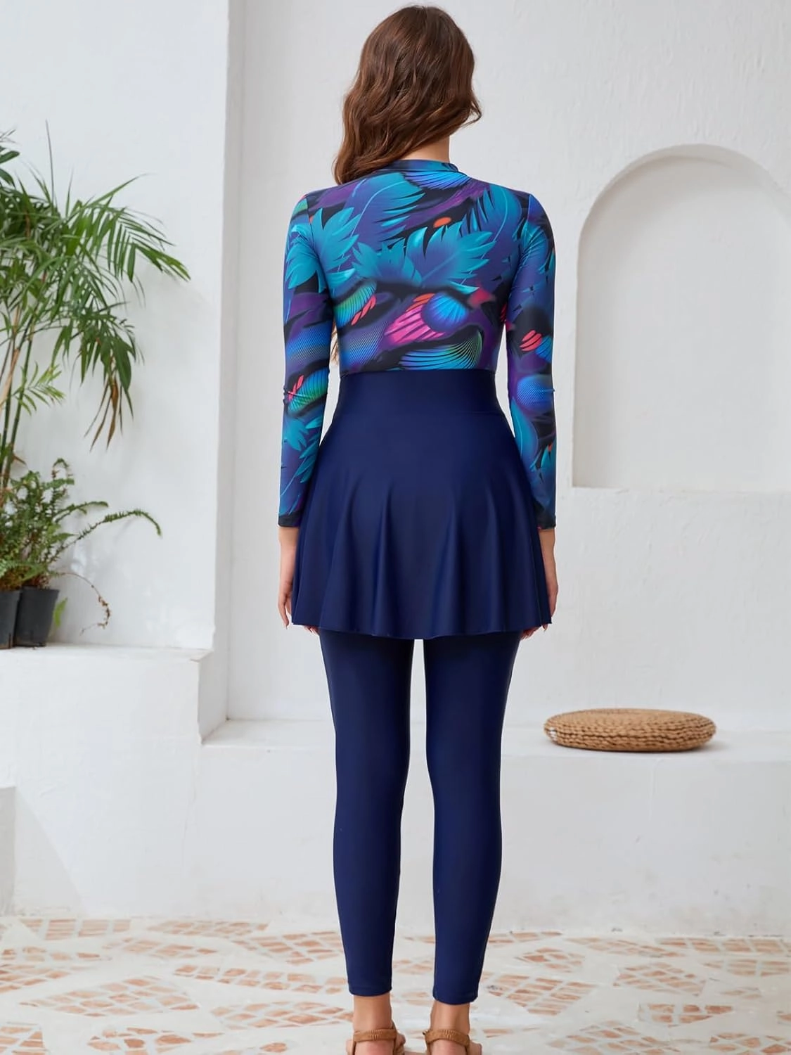 IBAKOM Burkini Swimsut for Women 4 Pieces Long Sleeve Muslim Swim Shirt   Pant   Skirt   Cover Up Islamic Modest Bathing Suit
