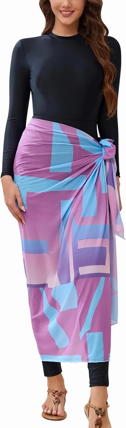 IBAKOM Burkini Swimsut for Women 4 Pieces Long Sleeve Muslim Swim Shirt   Pant   Skirt   Cover Up Islamic Modest Bathing Suit