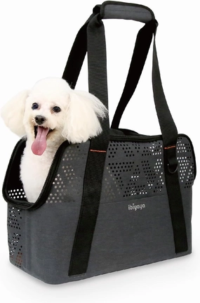 ibiyaya - Small Dog Carrier Bag - Breezy Wanderer Pet Carrier for Small Dogs, Cats, and Rabbits - Travel Friendly and Water Repellent - Up to 17 Pounds - Black