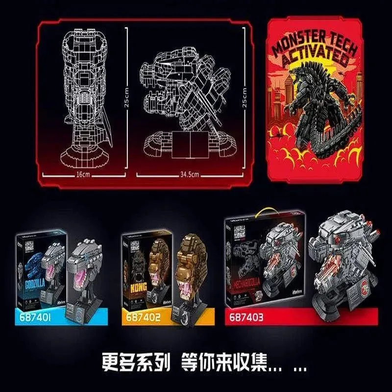 Ideas Expert MOC Mecha King Kong Head Bricks Toys