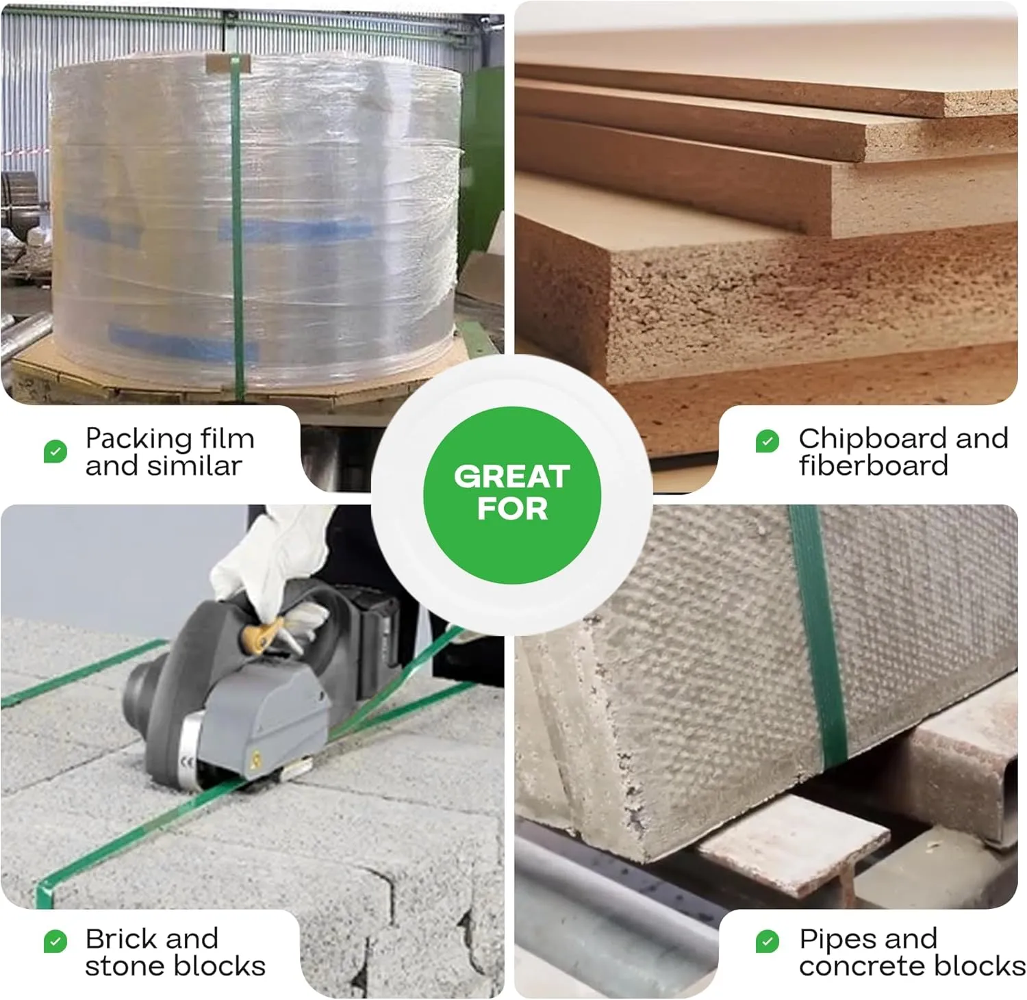 IDL Packaging 5/8" x .035" x 4000' Polyester (PET) Strapping Roll of 16" x 6" Core Size, 1400 lbs Break Strength, Green - UV, Water, and Rust Resistance - Affordable and Lightweight Poly Strapping