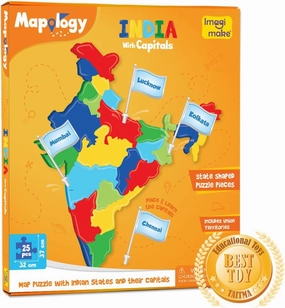 Imagimake Mapology India Map Puzzles - Includes State Capitals - Geography for Kids - Learning & Educational Toys for Kids 5-7 - Gift for 5, 6, 7, 8 & 9 Year Old Boys & Girls