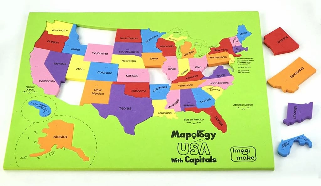 Imagimake Mapology USA Map with Capitals | Learning States and Capitals | US Geography Toys for Ages 5-7 | Jigsaw Puzzles for Kids Ages 8-10 Years | Educational Toys for Ages 8-13