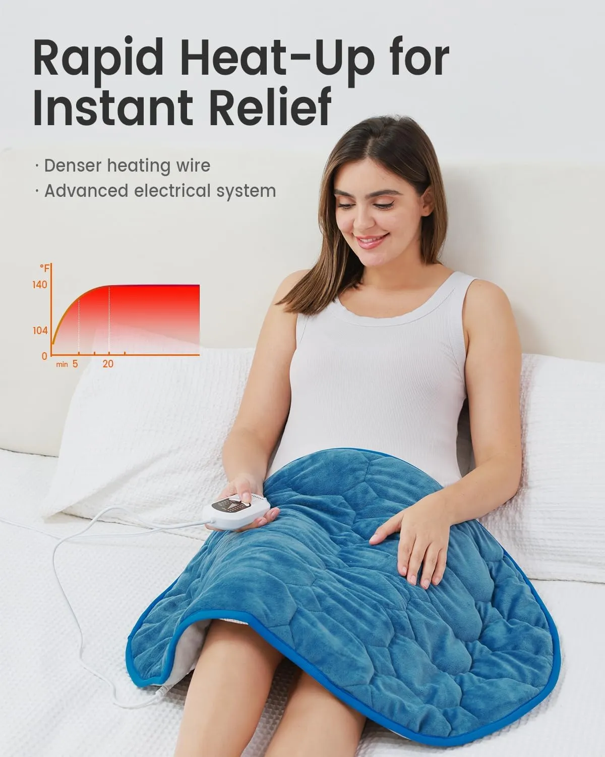 immtree Weighted Heating Pad 7lbs for Deeper Pain Relief, XXXL Size(29x24) Weighted Heating Blanket with Fast Heat Technology,Weighted Lap Heated Blanket, Weighted Heated Pad for Back and Shoulder