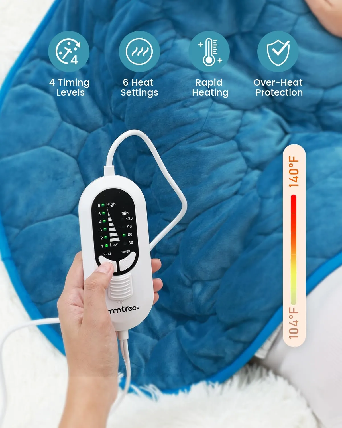 immtree Weighted Heating Pad 7lbs for Deeper Pain Relief, XXXL Size(29x24) Weighted Heating Blanket with Fast Heat Technology,Weighted Lap Heated Blanket, Weighted Heated Pad for Back and Shoulder