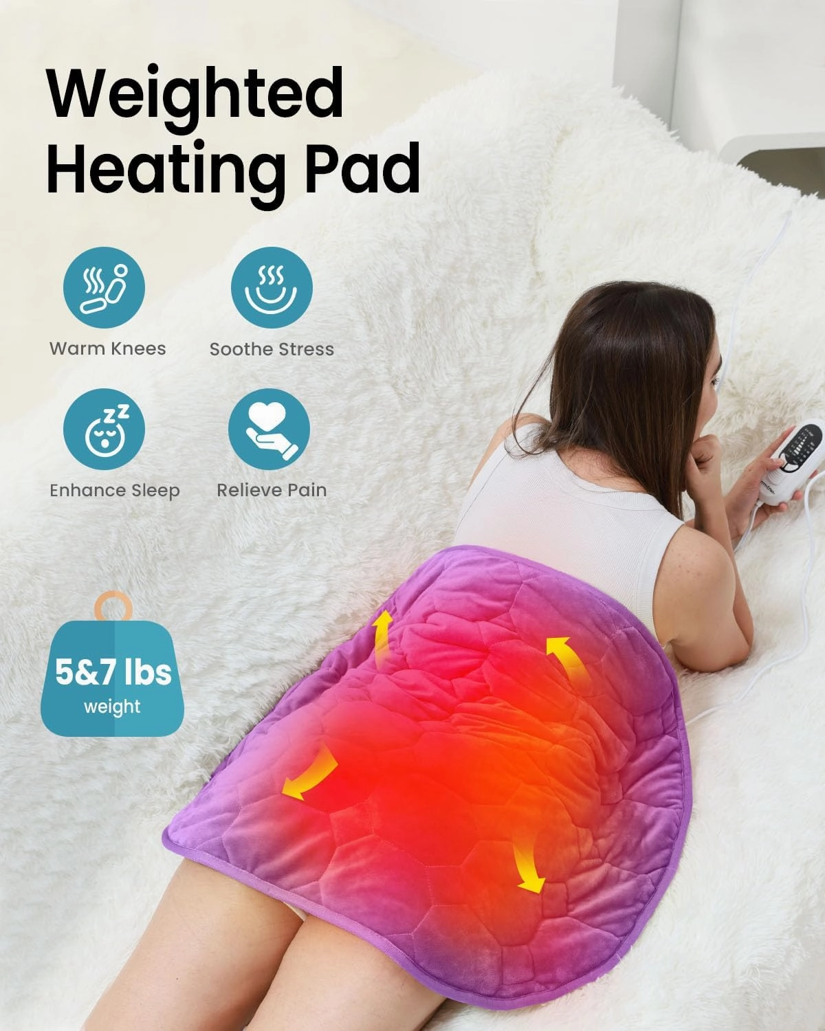 immtree Weighted Heating Pad 7lbs for Deeper Pain Relief,Extra Large Weighted Heating Blanket with Fast Heat Technology,Weighted Lap Heated Blanket,Weighted Heated Pad for Back and Shoulder