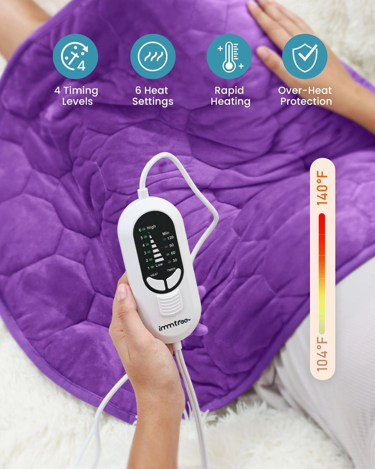 immtree Weighted Heating Pad 7lbs for Deeper Pain Relief,Extra Large Weighted Heating Blanket with Fast Heat Technology,Weighted Lap Heated Blanket,Weighted Heated Pad for Back and Shoulder